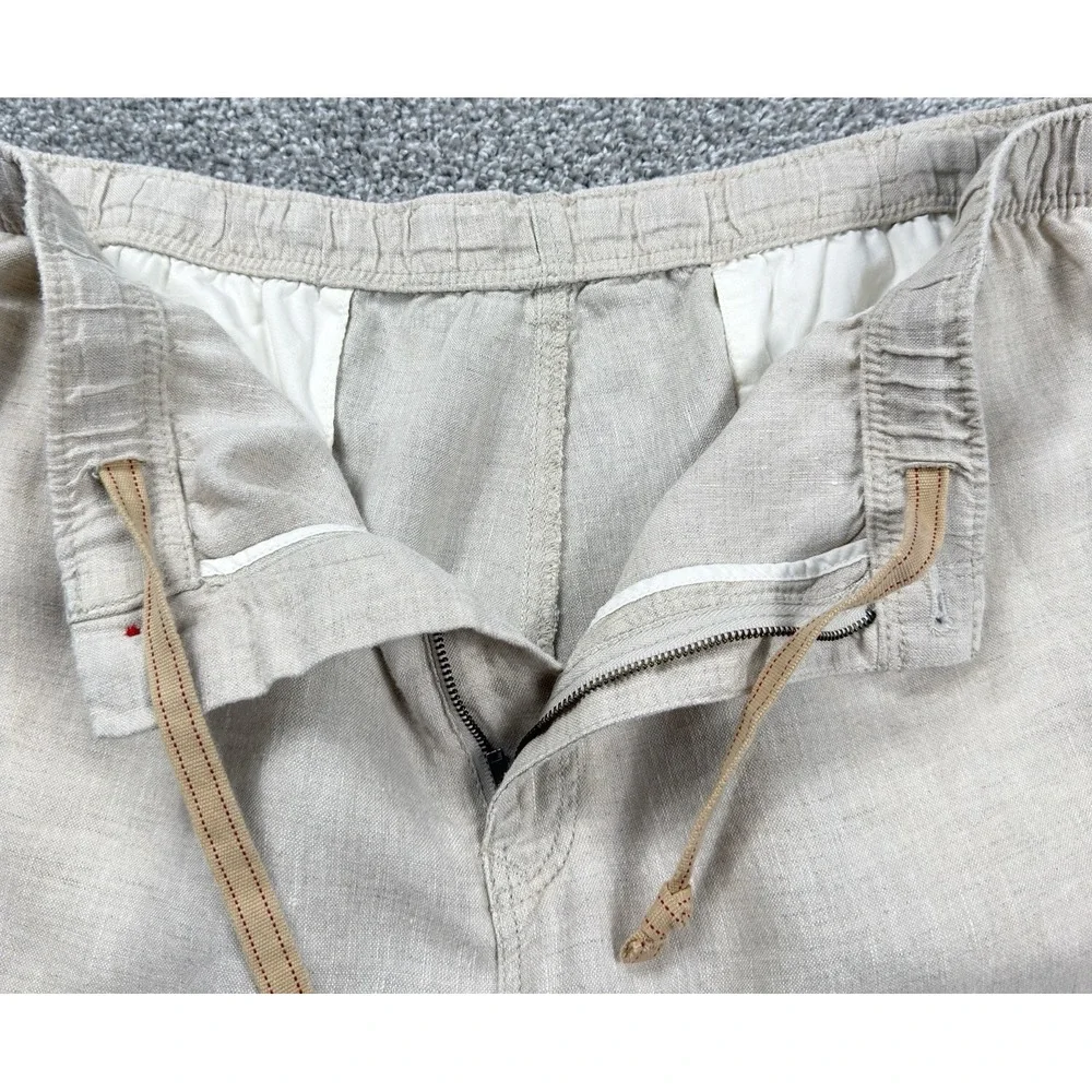 Tommy Bahama Relax Linen Cargo Pants Men XL Beige Drawstring Beach Casual